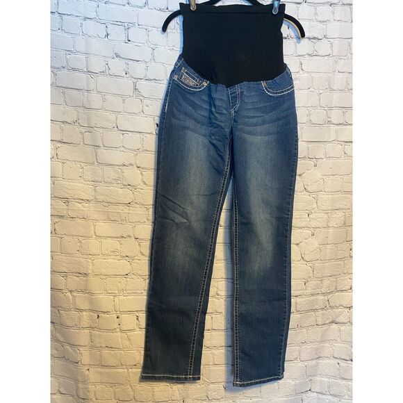 ZANA DI Maternity Jeans Size L Bling Detail on Pockets - Picture 2 of 7